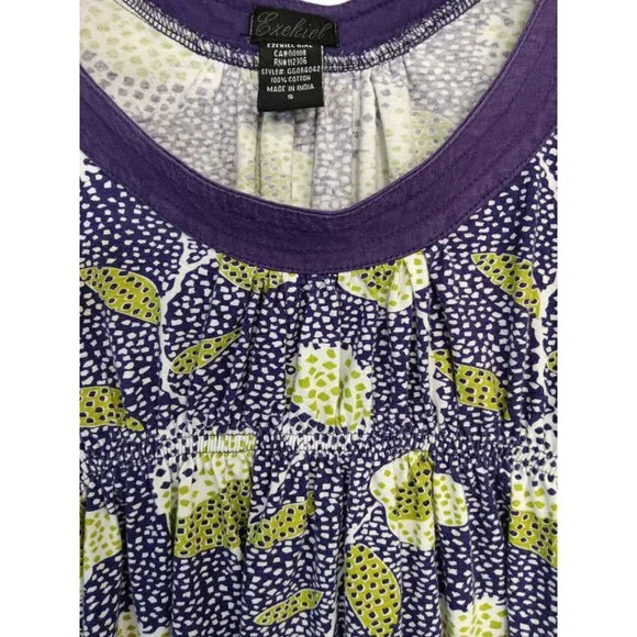 Ezekiel Women's -Baby Doll Tank Top- Purple Green White Small - Picture 11 of 16